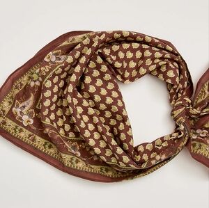Free People Rust Orange With Yellowish  Gold Paisley Scarf